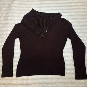 Elegant Black Knit Sweater with Button Accents